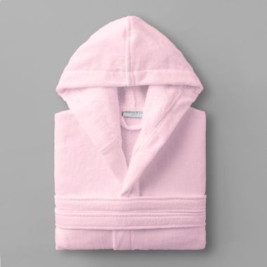 Peignoir velours de coton extérieur/bouclette intérieur 450 gsm  - capuche - rose