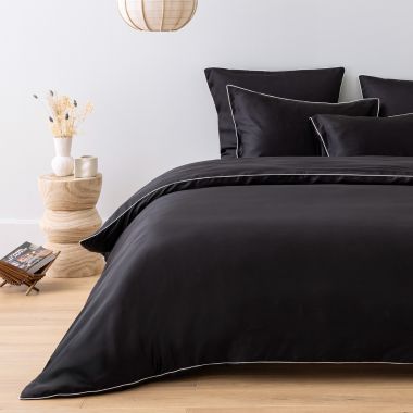 Drap housse en satin Tencel 120 fils - noir