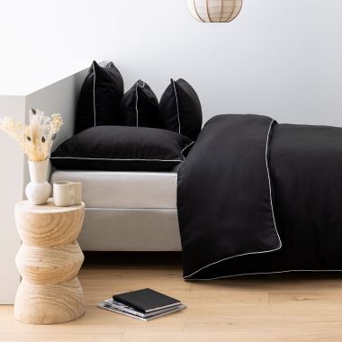 Taie d'oreiller en satin Tencel 120 fils - noir