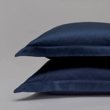 Taie d’oreiller en satin de coton égyptien 120 fils finition jour échelle - bleu