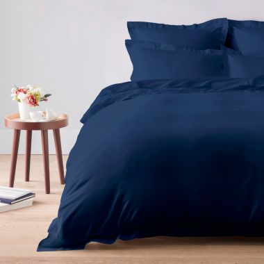 Drap housse grand bonnet en satin de coton égyptien 120 fils - bleu
