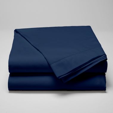 Drap Plat en satin de coton égyptien 120 fils finition jour échelle - bleu