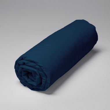 Drap housse en satin de coton égyptien 240 fils - bleu