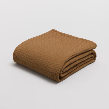 PLAID en quadruple gaze de coton 400 gsm - ocre