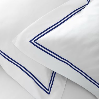Taie d'oreiller en satin de coton égyptien 320 fils double bourdon bleu