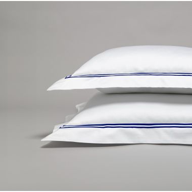 Parure de lit en satin de coton égyptien 320 fils double bourdon bleu