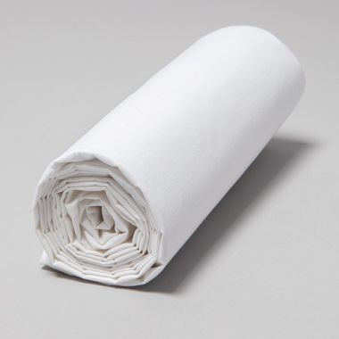 Drap housse en percale lavée de coton 120 fils - blanc