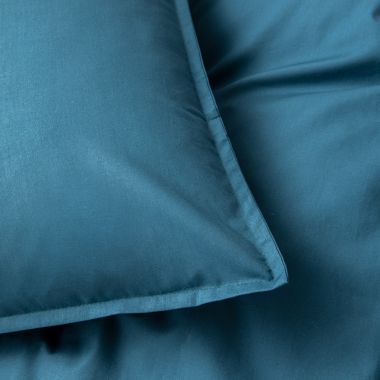 Parure de lit en percale de coton 120 fils - bleu