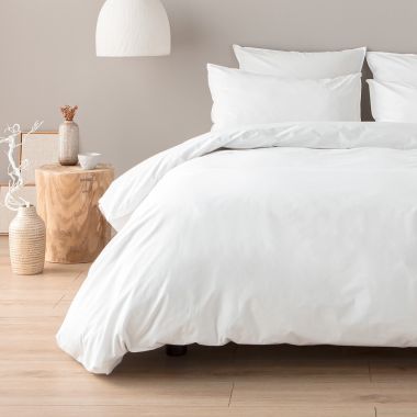 Drap housse en percale de coton 120 fils - blanc