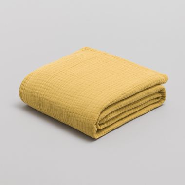 Plaid en quadruple gaze de coton 400 gsm - moutarde