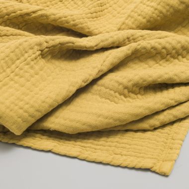 Plaid en quadruple gaze de coton 400 gsm - moutarde