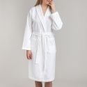 Peignoir de bain uni col chale en coton piqué 330 gsm
