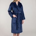 Peignoir velours de coton extérieur/bouclette intérieur 450 gsm  - bleu marine