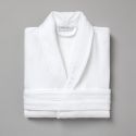 Peignoir de bain uni col chale en coton piqué 330 gsm