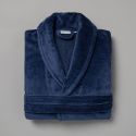 Peignoir velours de coton extérieur/bouclette intérieur 450 gsm  - bleu marine