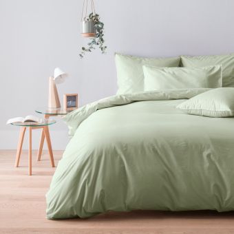 Duvet cover in 120 thread count washed cotton percale - olive wood