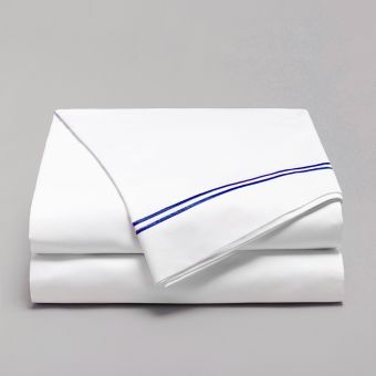 Drap plat coton égyptien 320 fils - bleu