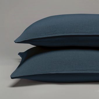 Pillow case in pure French washed linen - blue