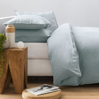 Duvet cover in pure French washed linen - pale blue