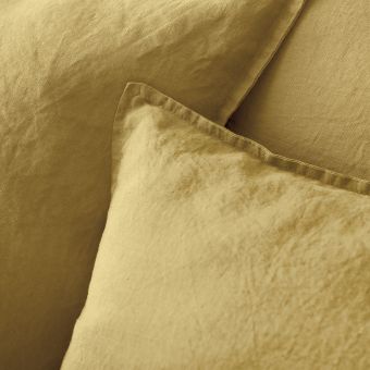 Duvet cover in pure French washed linen - yellow