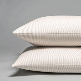 Taie d'oreiller en percale de coton tissé teint oxford beige
