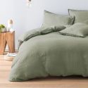 Duvet cover in pure French washed linen - green