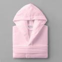 Plain cotton velour shawl collar bathrobe 450 gsm - baby pink