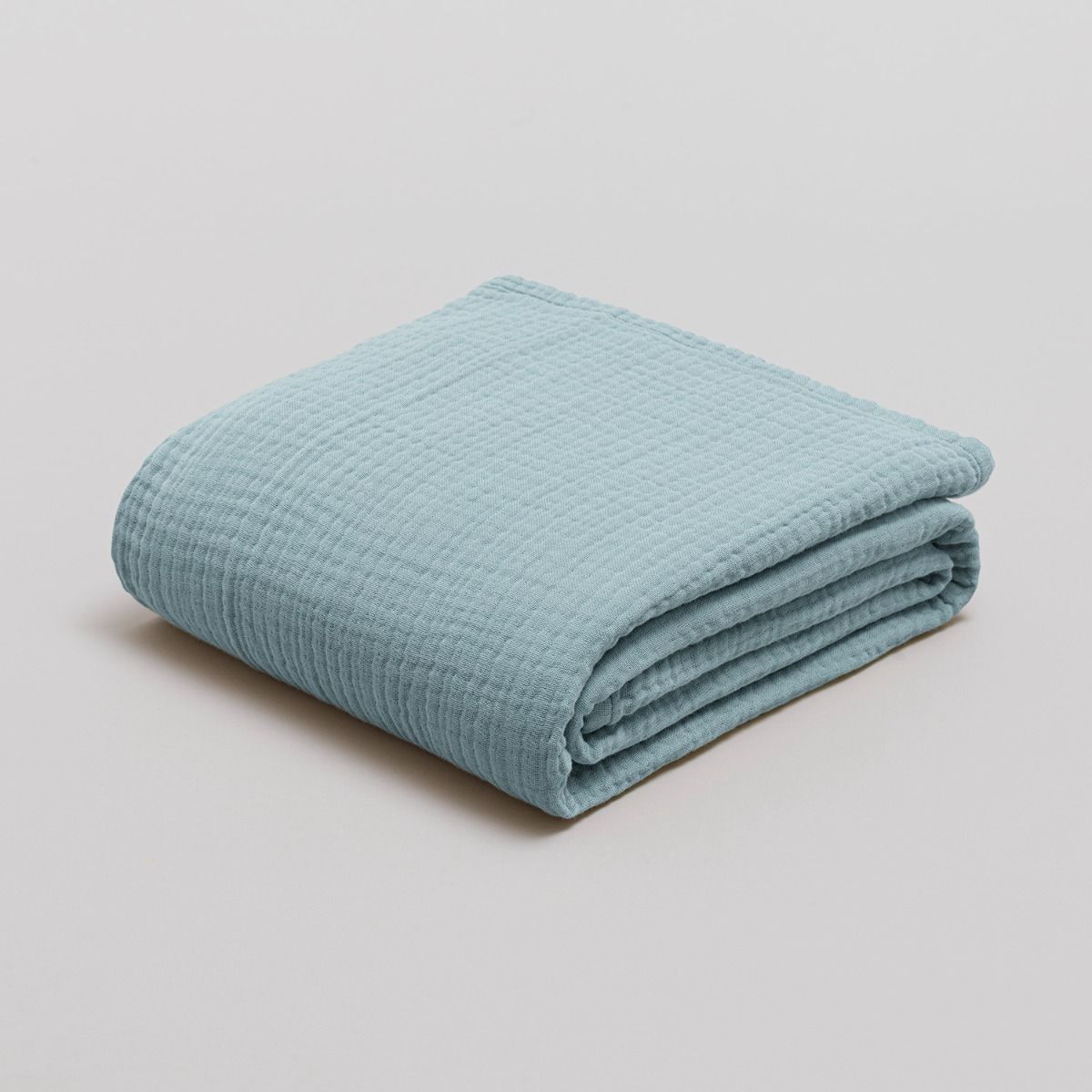 Plaid in quadruple cotton gauze 400 gsm - pastel blue