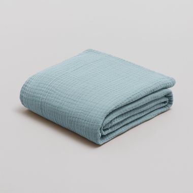 Plaid in quadruple cotton gauze 400 gsm - pastel blue