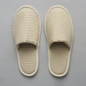 Chausson en coton nid d’abeille - beige