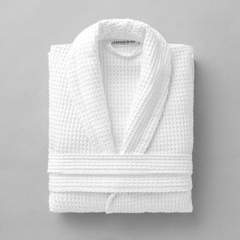 Peignoir de bain en coton nid d’abeille 330 gsm - blanc