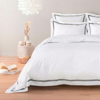 Housse de couette en satin de coton égyptien 320 fils double bourdon noir