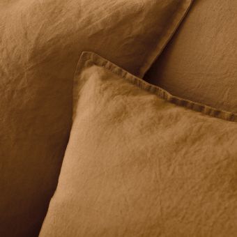Housse de couette en pur lin lavé français - marron glaçé