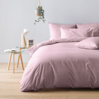 Drap housse en percale lavée de coton 120 fils - lila