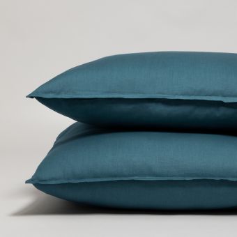 Taie d’oreiller en percale de coton 120 fils - bleu
