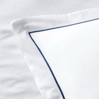 Housse de couette en percale de coton 160 fils avec bourdon bleu