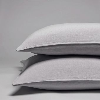 Taie d’oreiller en pur lin lavé français - gris