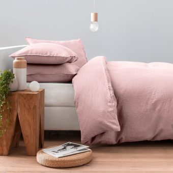 Housse de couette en pur lin lavé français - rose poudrée