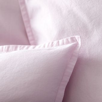 Housse de couette en percale lavée de coton 120 fils - rose pâle