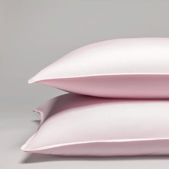 Taie d'oreiller en percale lavée de coton 120 fils - rose pâle