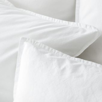 Taie d'oreiller en percale lavée de coton 120 fils - blanc