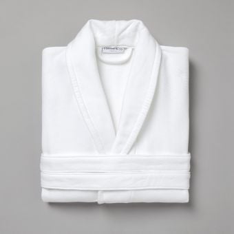 Peignoir de bain uni col chale en coton piqué 330 gsm