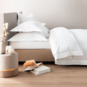 Housse de couette en satin de coton égyptien 320 fils double bourdon blanc