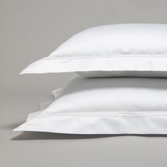 Taie d'oreiller en satin de coton égyptien 320 fils double bourdon blanc