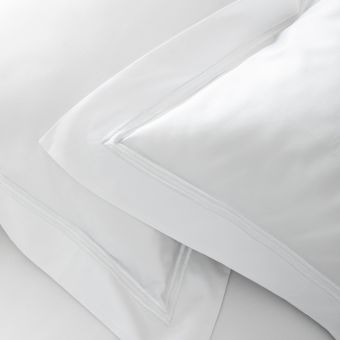Taie d'oreiller en satin de coton égyptien 320 fils double bourdon blanc