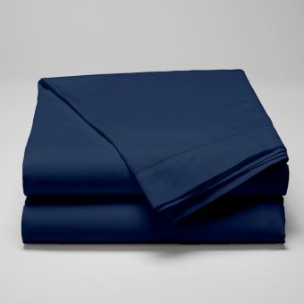 Drap Plat en satin de coton égyptien 120 fils finition jour échelle - bleu