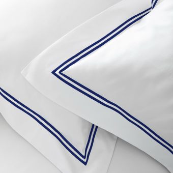 Taie d'oreiller en satin de coton égyptien 320 fils double bourdon bleu