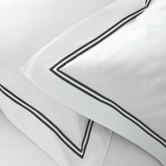 Taie d'oreiller en satin de coton égyptien 320 fils double bourdon noir