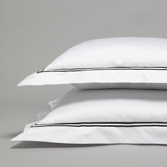 Taie d'oreiller en satin de coton égyptien 320 fils double bourdon noir