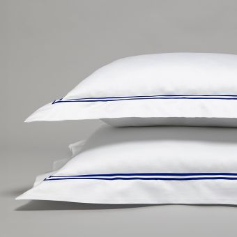 Taie d'oreiller en satin de coton égyptien 320 fils double bourdon bleu